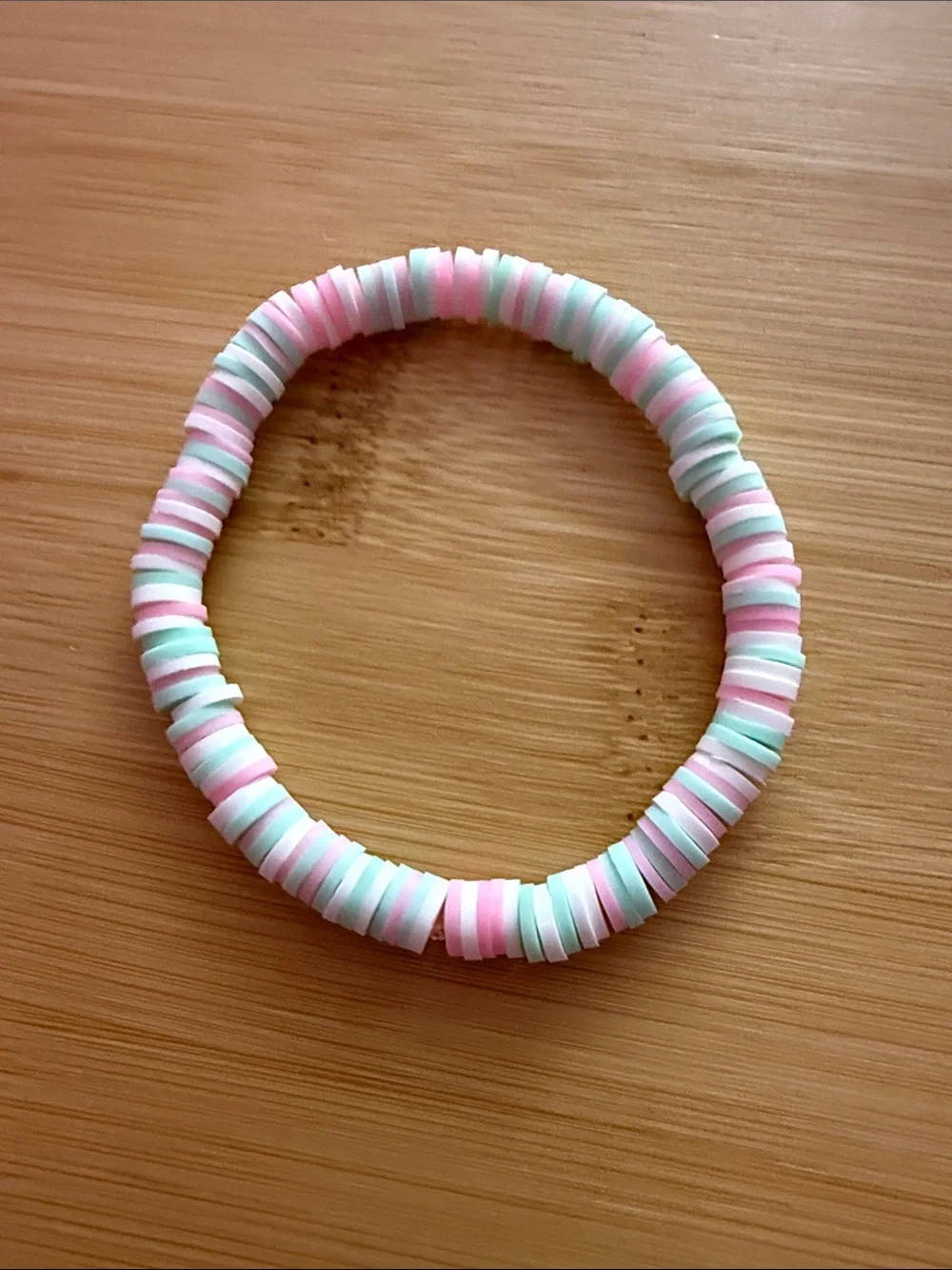Kids Pink & Mint Stretch Disc Bead Bracelet